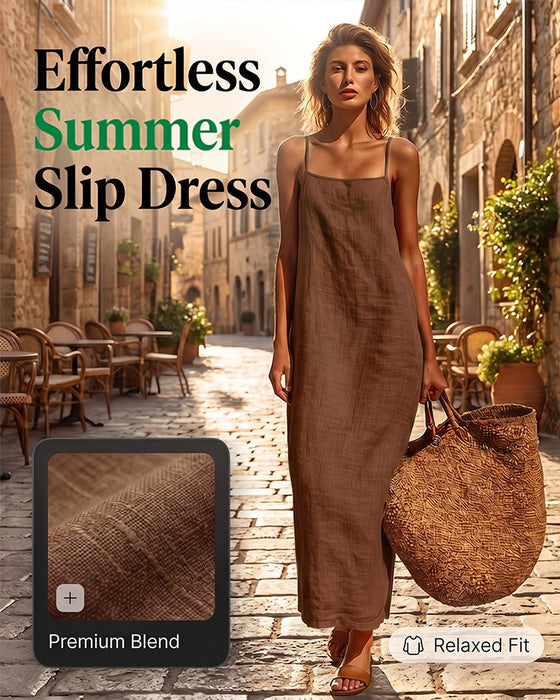 Kleid Einfarbig Spaghettiträger Maxi