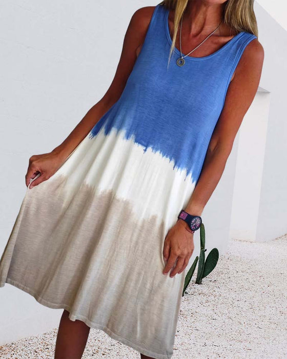 Kleid lässig ärmellos Batik