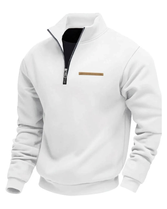 Sweatshirt Unifarbe Stehkragen Reißverschluss