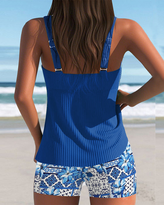 Tankini Streifenmuster Boxer-Slip