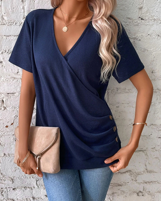 T-Shirt mit V-Ausschnitt gestrickt