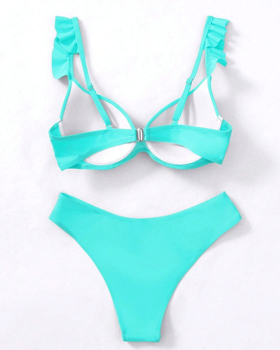 Bikini Rüschen Push-up BH Unifarbe