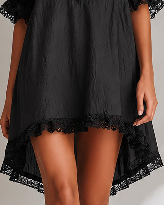 Kleid Spitze Patchwork Asymmetrisch