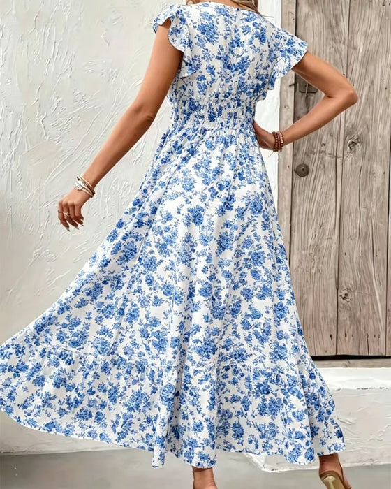 Kleid Blumen Taille Bindung