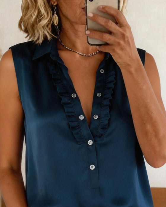 Tank Top Jakkeslag Knapp Foran Solid