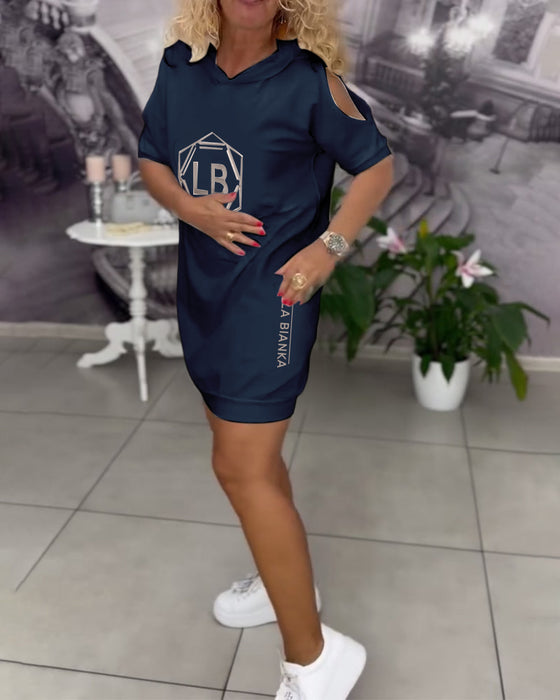Kleid Mit Kapuze Aufdruck Sport