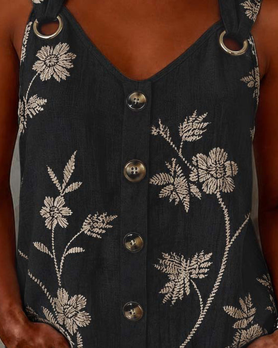 Tank Top Blumen Camisole Metall Ring