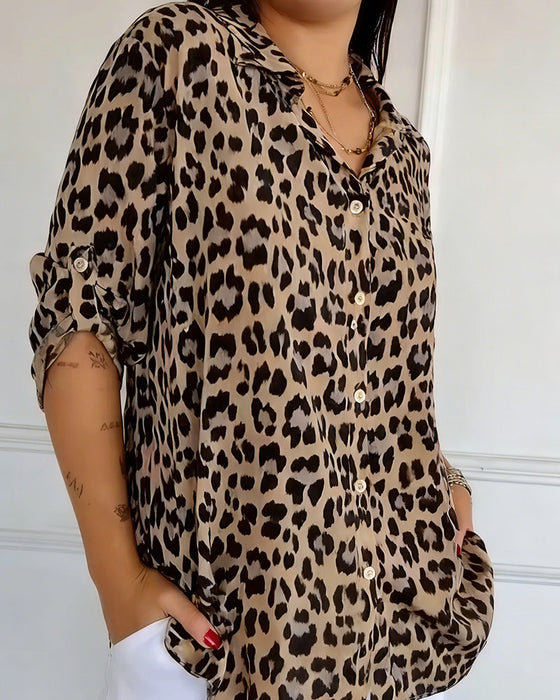 Leopardenmuster Modeblusen