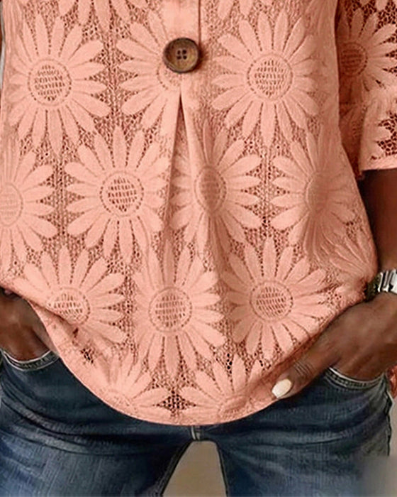 Rüschenbluse Mit Margeritenprint Und Rüschenärmeln
