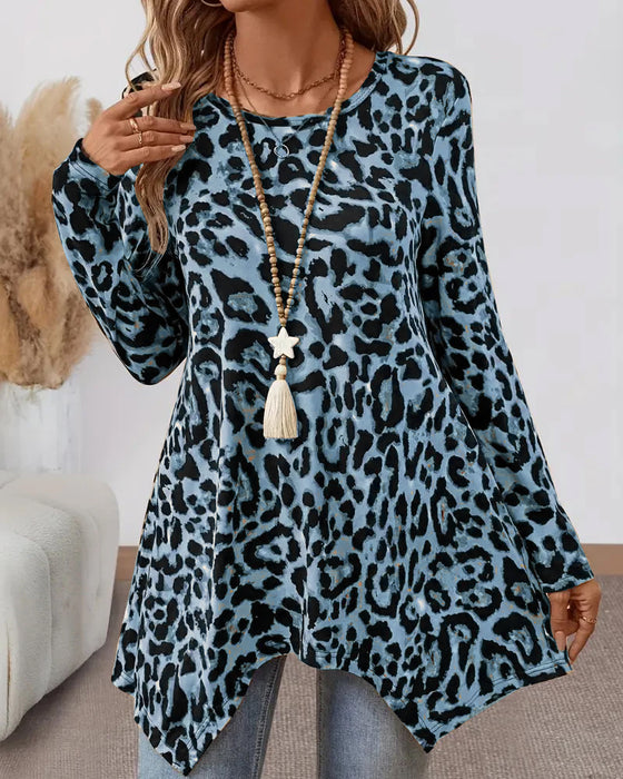 Casual Vielseitiges T-Shirt Mit Leopardmuster