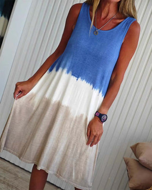 Kleid lässig ärmellos Batik