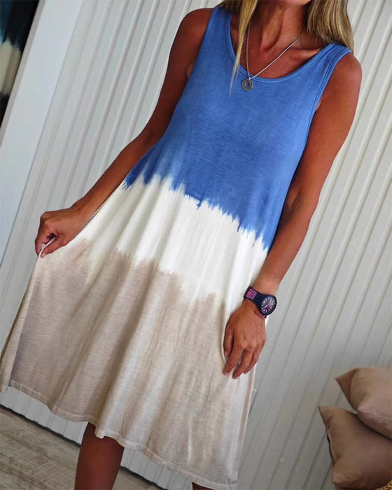 Kleid lässig ärmellos Batik