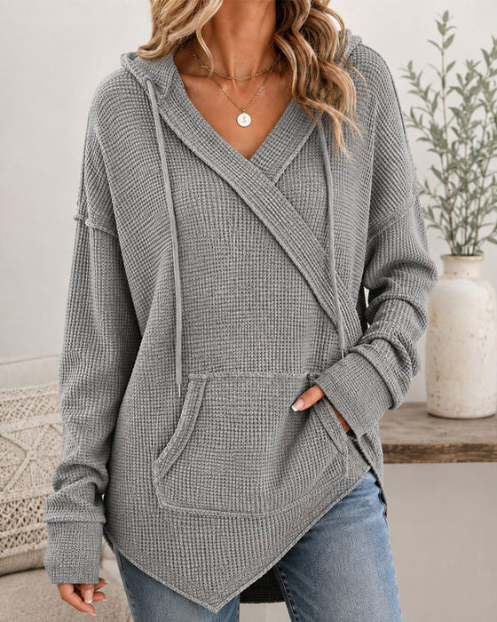 Hoodie Waffel Kordelzug Tasche
