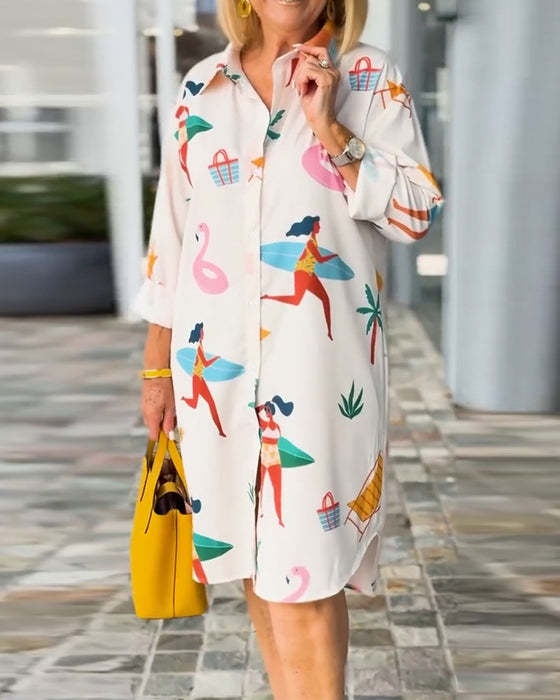 Kleid Mit Reverskragen Und Grafikdruck