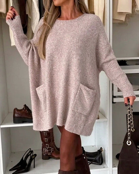 Pullover Rundhals Pullover Tasche Locker