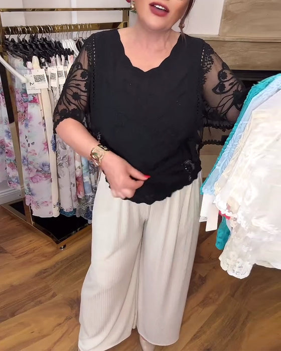 Bluse mit Fledermausärmel und Mesh-Einsatz