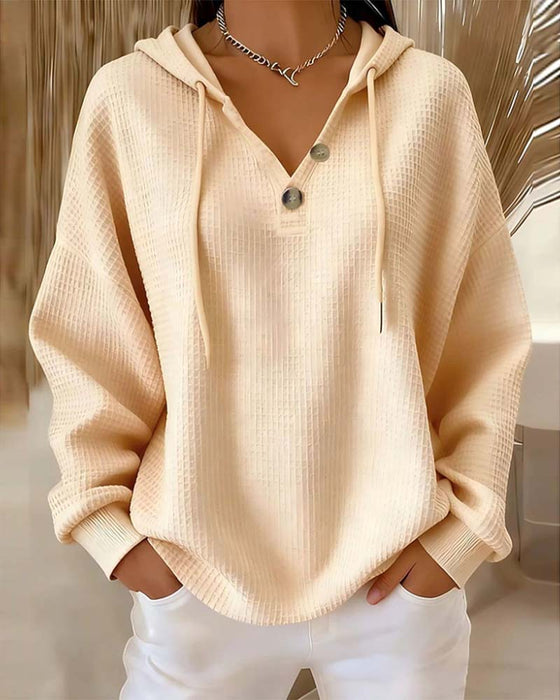 Sweatshirt Lässig Einfarbig Mit Kordelzug