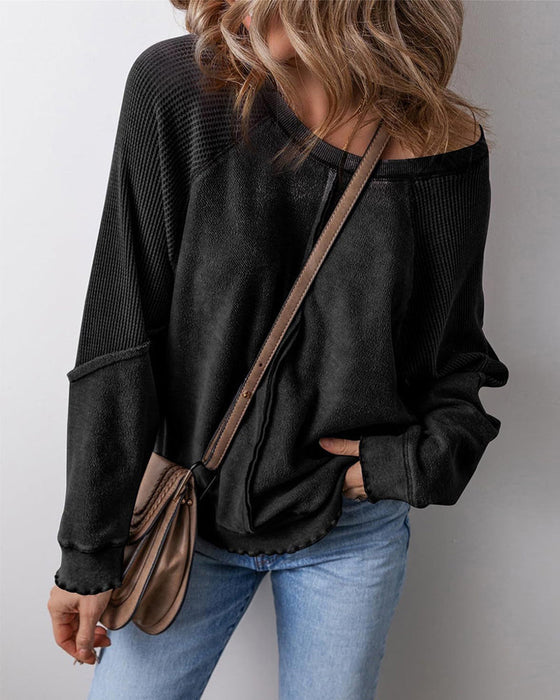Sweatshirts Umgekehrte Naht Patchwork Lässig
