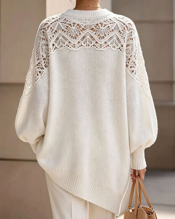 Pullover Aussparung Puff Ärmel Lang