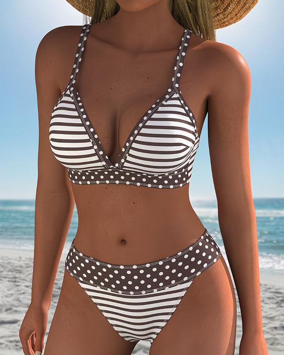 Bikini Gestreift Tupfenprint Mode