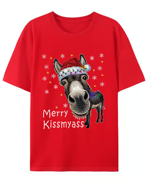 Unisex T-Shirt Weihnachten Lustiger Druck Kurzarm