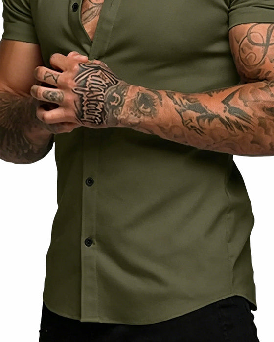 Hemd Hoch Stretch Revers Kurzarm Herren