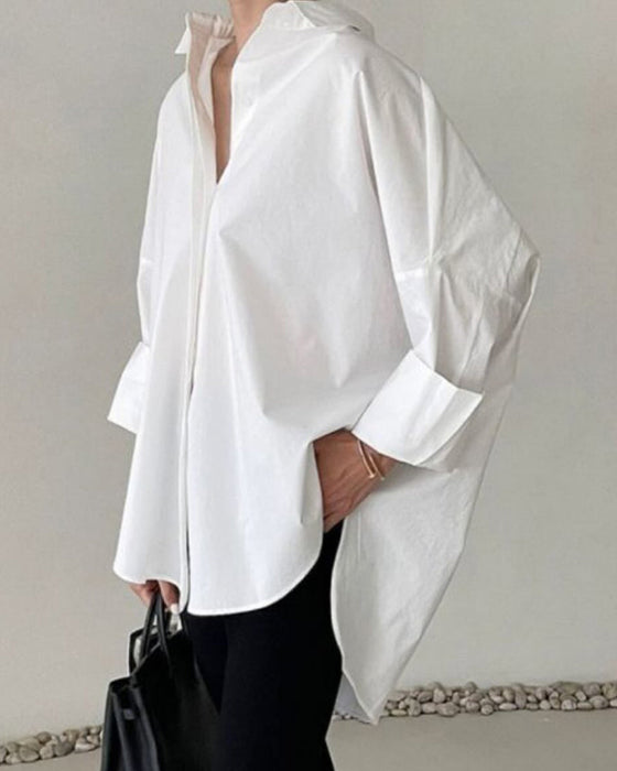 Bluse Drop-Schulter Locker Langarm