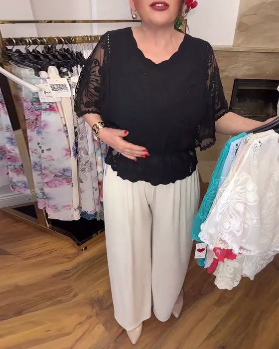 Bluse mit Fledermausärmel und Mesh-Einsatz