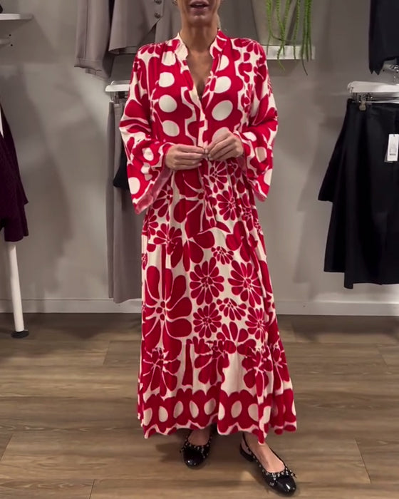 Kleid V-Ausschnitt locker plus Größe Blumendruck