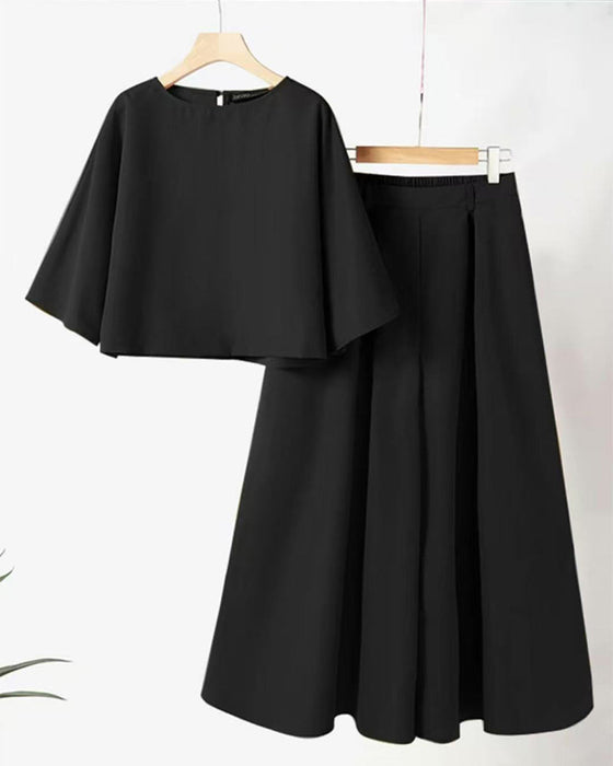 Set Solid Dreiviertel Ärmel Lange Hose Zweiteilig