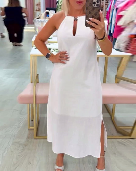 Kleid Ärmellos Elegant Unifarbe