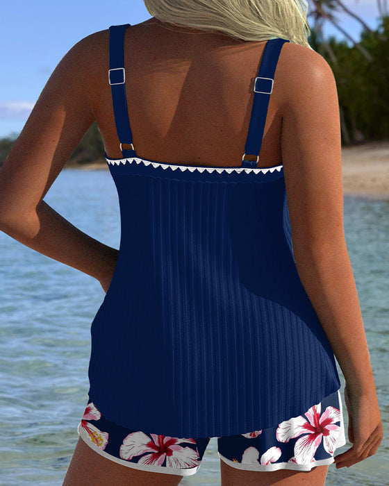 Tankini zweiteilig gerippt bedruckt Boxer