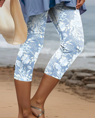 Hose Stretch Casual Bedruckt Cropped