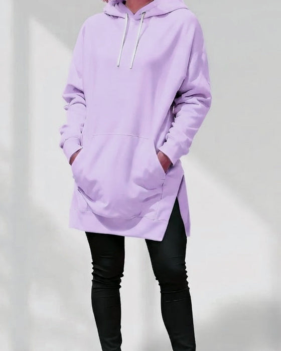 Hoodie Einfarbig Loose Fit Kordelzug