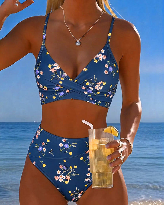 Bikini Sexy Sich Kreuzend Blumenprint