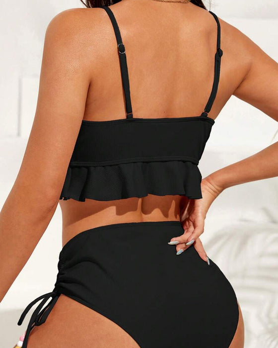 Bikini Sexy Unifarbe Rüschen