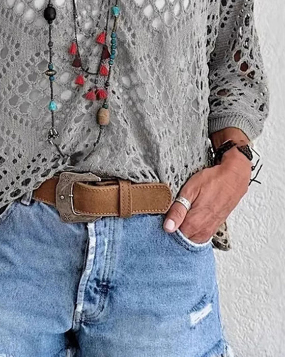 Pullover Rautenmuster Lochmuster Locker
