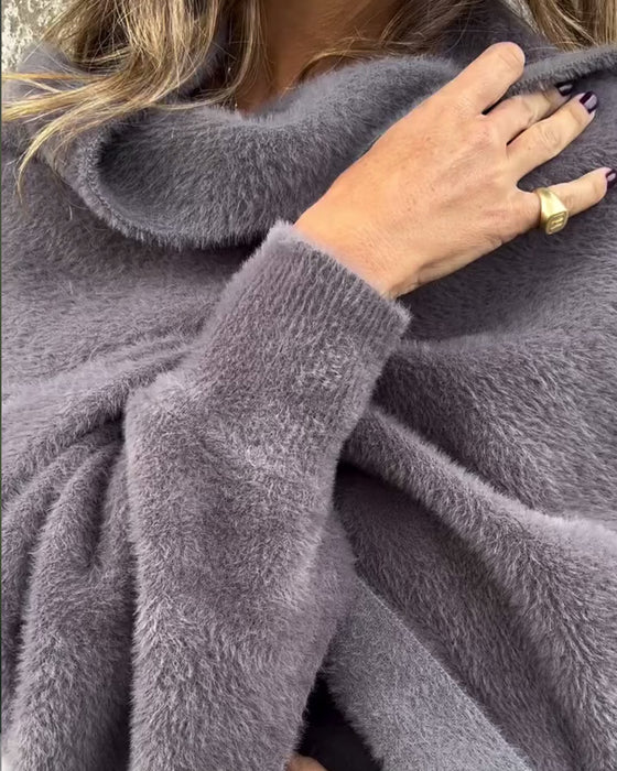 Lässiger, einfarbiger cardigan mit fransen