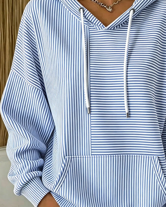 Hoodie Locker Gestreift Mit Kordelzug