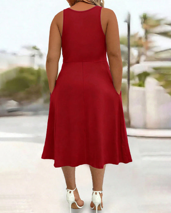 Kleid Einfarbig Tasche Twist Tanktop