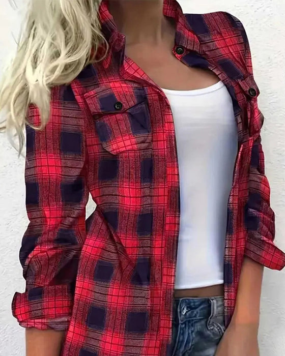 Bluse Casual Kariert Hemd