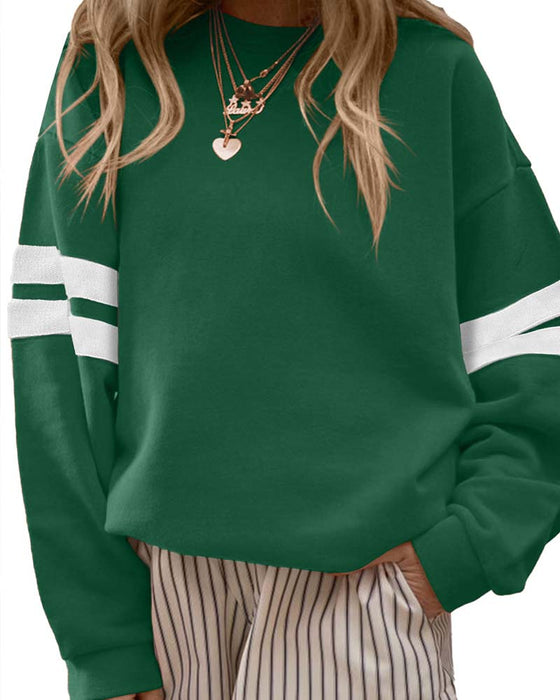 Color-Block Langarm Rundhals-Sweatshirt