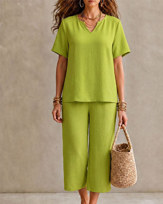 Set Kurzarm Oberteil Und Gekürzte Hose