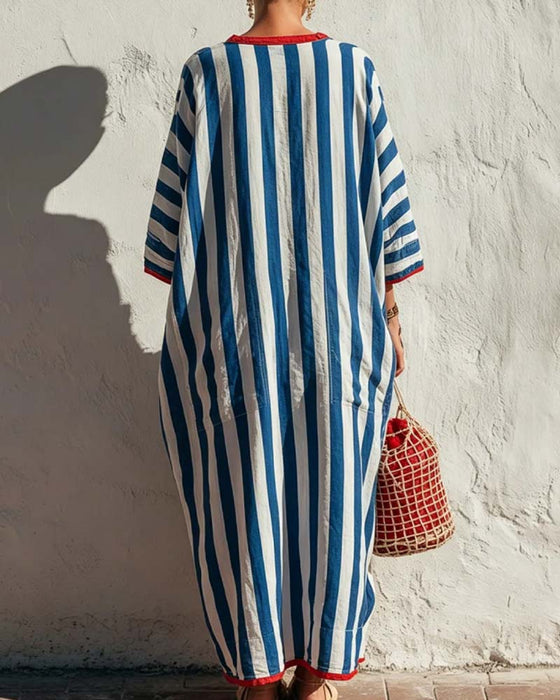 Kleid Vertikaler Streifen Tasche