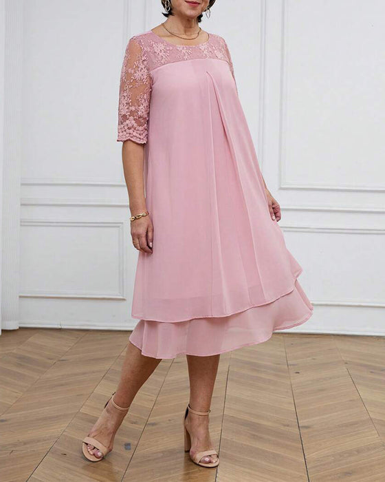 Kleid Modische und elegante Spitze mittellange Ärmel