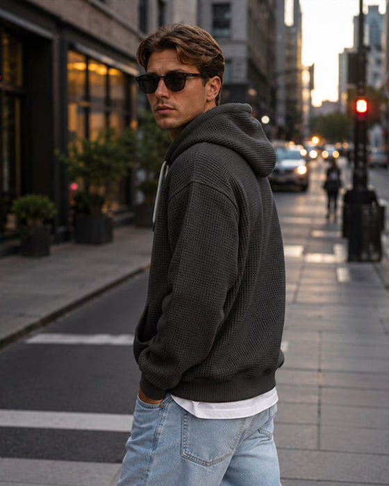Hoodie Herren Einfarbig Reißverschluss Pullover