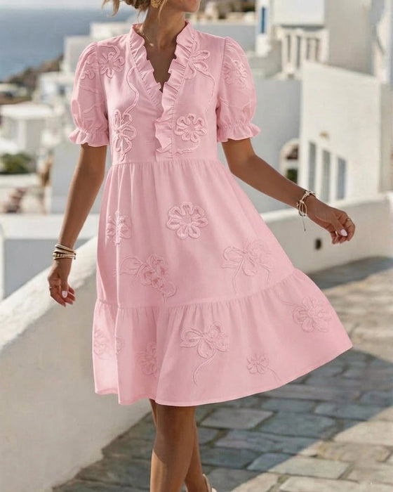 Kleid Puff Kurzarm Blumig