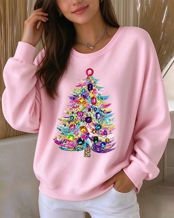 Oberteil Rundhals Pullover Weihnachtsbaum
