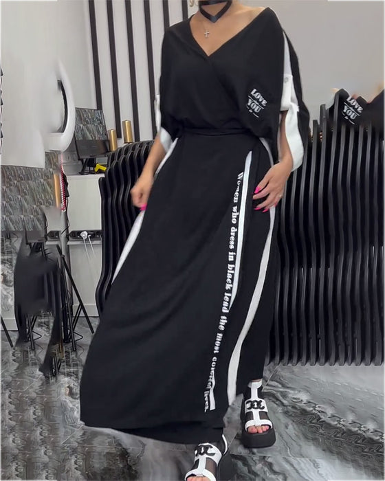 Anzug V-Ausschnitt Unregelmäßig Lockere Hose