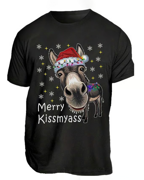 Unisex T-Shirt Weihnachten Lustiger Druck Kurzarm